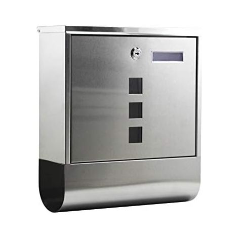 Letterbox with newspaper rack in stainless steel for wall mounting with 2 keys mail (1/5)