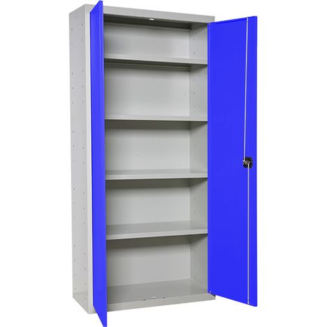 SimonRack Armoire Métallique Balai 1800x800x400 mm, 2 Porte, 4 Étagères, Gris/Bleu - Simonlocker (1/5)