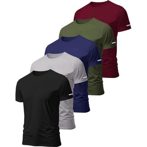 3 or 5 Pack Men's Functional Sports T-Shirts - Short Sleeve Breathable - Quick Dry Training for Running, Training (1/5)