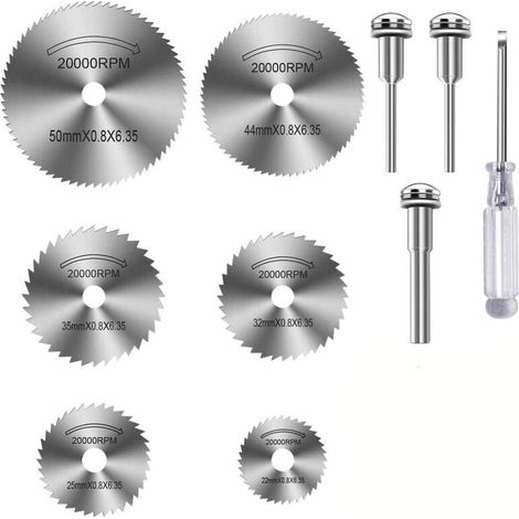 Jeu de 10 petites lames de scie circulaire en acier - Mini lames de scie circulaire - pour travaux de précision - Multi-outil - Lames en acier rapide pour outils rotatifs