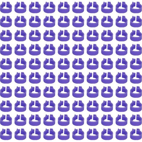 100 Bagues de Patte 8mm pour Pigeons, Bagues d'Identification pour Volaille, Accessoires pour Colombophiles, Violet (1/5)