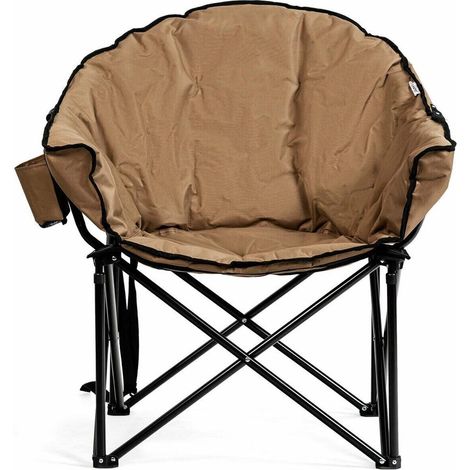 Chaise de Camping Pliante Lune Fauteuil Rembourré Confortable avec Porte-Gobelet Sac de Transport Cadre Acier Pêche Jardin (1/2)