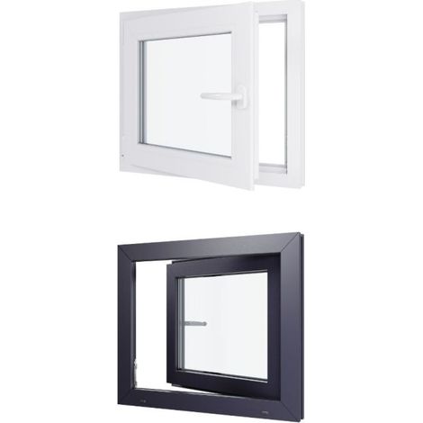 Finestra in PVC - Triplo vetro - Bicolore - Bianco e grigio - 700 mmx600 mm cm