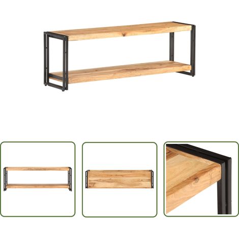 The Living Store TV-Schrank 120x30x40 cm Massivholz Akazie - Holz TV Schrank - Industrieller Stil - Akzidenzholzs - Fernsehtisch - Regal (1/5)