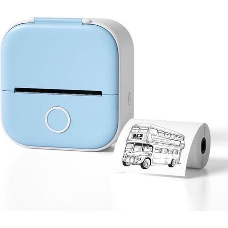 Mini stampante termica portatile, stampante wireless Bluetooth per adesivi senza inchiostro e carta da stampa - Tutto blu (1/5)