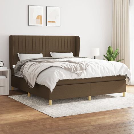 Lit adulte Contemporain  Lit à sommier tapissier avec matelas Marron foncé 160x200 cm 90273 (1/5)