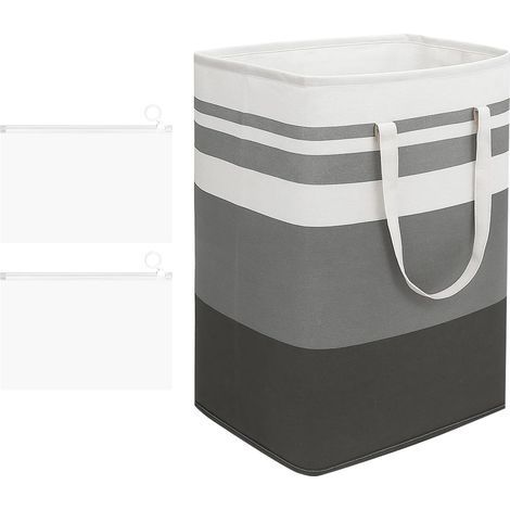 75L Gris Blanc Panier à Linge Pliable avec 2 Sacs de Rangement à Fermeture Éclair,Sac à Linge avec Poignée Grand Collecteur de Linges pour Chambre à Coucher,Salle de Bain,Appartement D'étudiant (1/3)