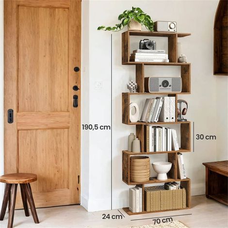 6-Tier Bookshelf Room Divider, Freestanding Bookcase Storage Display Rack for Living Room Home Office (1/5)