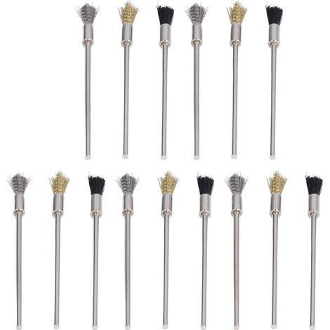Ensemble de 15 brosses en acier/nylon/laiton, brosses métalliques de polissage, ébavurage et dépoussiérage, 100 mm. (1/5)
