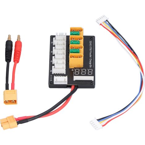 Carte de charge XT60 20A 3S/4S, affichage de la tension cyclique, carte parallèle pour la plupart des chargeurs d'équilibrage avec fiches bananes (1/5)