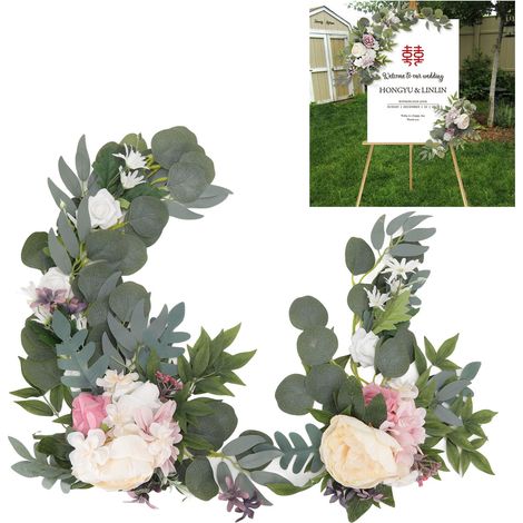2 guirlandes de fleurs suspendues en ABS, fleurs artificielles décoratives en arche avec bandage pour mariage (1/5)