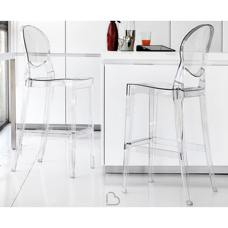 Tabouret polycarbonate transparent haut de gamme Kay-Assise H 65 cm (1/4)