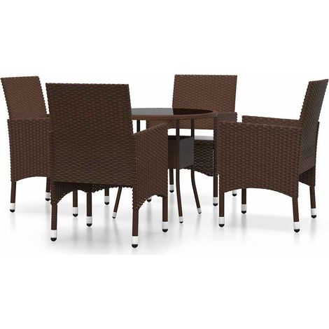 Maison Exclusive - 5-tlg. Garten-Essgruppe Poly Rattan Braun (1/5)