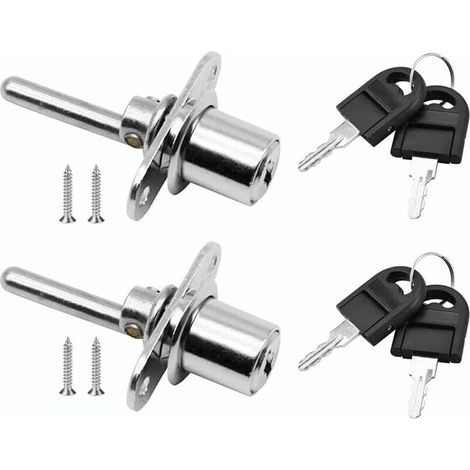 Ulisem2 piezas de cerradura para cajones con llave para muebles, cerradura de pistón para archivadores, vitrinas, diámetro 16 mm, longitud 61 mm (plateado) (1/4)