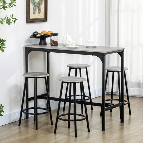 MEUBLIV Table haute 110x50 cm gris – ensemble 5 pièces, gain de place (1/5)