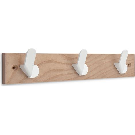 Colgador de fresno modelo nordik con 3 perchas blancas 360 x 68 x 51 mm