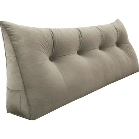 VERCART Großes Keil Lesekissen, Langes Bettruhe Rückenkissen, Dekoratives Kopfteilkissen, Dreieckiges Positionierungs Körperkissen für Tagesbett oder Couch, Samt Bräunen, 140cm