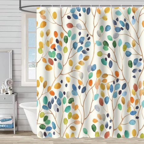 Green Mobility-Rideau De Douche 180x200 Anti Moisissure Rideau Baignoire Beige Rideau Douche Lavable Machine Tissu Rideaux Salle de Bain avec 12 Crochet (1/4)