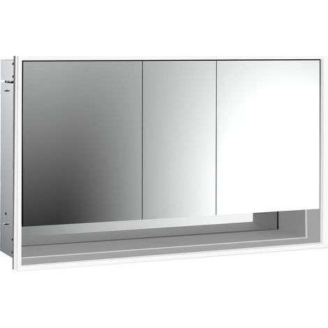 loft Armario con espejo iluminado y estante inferior, 1600mm, 3