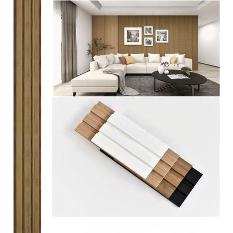 TrAdE Shop Traesio - Pannello Decorativo 3d Effetto Legno 12x122x290 Cm Doghe Verticali In Ps Moderno - (1/4)