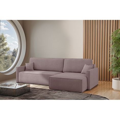 Ecksofa Schlafsofa Sofa LOUIS Stoff Scala Lavendel Ottomane Rechts (1/4)