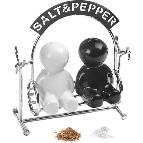 Set Salz Pfeffer Mühlen Balvi schwarz weiß Metall Keramik (1/3)