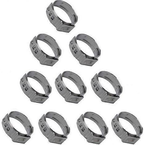 5 x 10 pièces Collier de serrage à une oreille en acier inoxydable pour tuyau de refroidissement de gaz 10 x 13,7 x 16,2 mm (1/5)