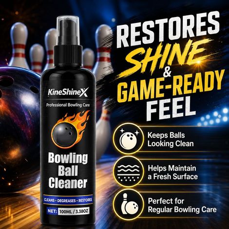 KineShineX Bowlingballreiniger entfernt kraftvoll Öl, Fingerabdrücke und Staub von Bowlingkugeln und stellt ihren Glanz wieder her. (1/4)