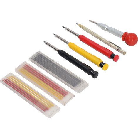 Lot de crayons de charpentier avec stylo à tracer en carbure, recharges, pointeau, taille-crayon, outil de menuiserie (1/5)