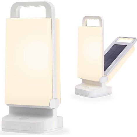 Lanterne LED étanche IPX4 pour le camping et l'aventure, lampe de camping LED solaire à intensité variable avec batterie USB 4400 mAh pour la pêche ( ) (1/5)