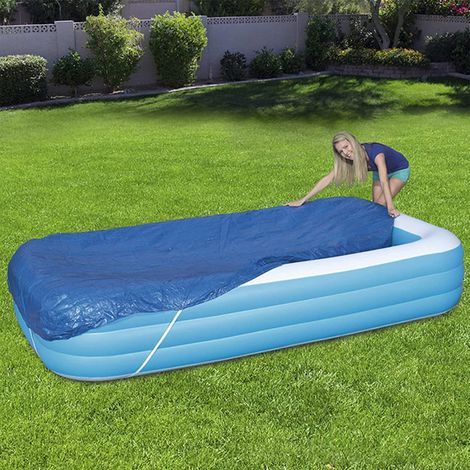 Rechteckige Poolabdeckung, ebenerdige Poolabdeckung, Wetterschutz, aufblasbare UV-beständige Poolabdeckung, geeignet für Schwimmbäder, Abmessungen 120 Zoll x 72 Zoll. (1/5)