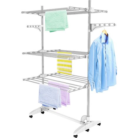 Etendoir à Linge intérieur, Séchoir à Linge Pliant à 3 étagère,Blanc (1/5)