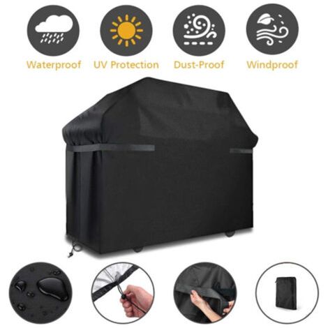 QORVA-Housses de barbecue Housse de barbecue étanche Coupe-vent, indéchirable Housse de barbecue avec sangles et sac de rangement (145 x 61 x 117 cm) (1/5)