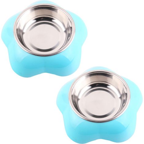 Gamelle pour chien en forme de fleur, en acier inoxydable, gamelle deux-en-un en plastique pour animaux de compagnie. (1/4)