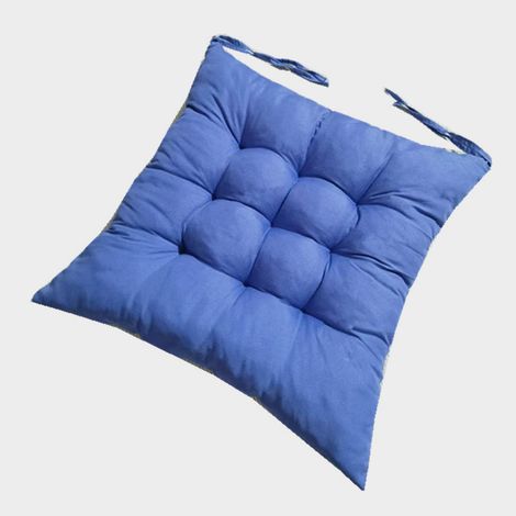 Set di 1 cuscino da seduta (40 x 40 x 3 cm), dotato di cinghie di fissaggio, adatto per uso interno ed esterno - (Blu) (1/5)