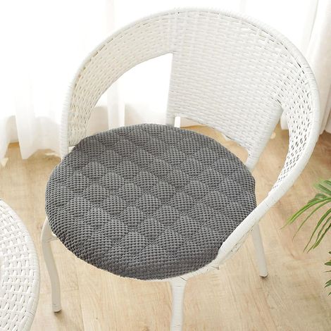 Lot de 2 Antidérapants Coussin/Galette de Chaise Ronde 30cm Coussin de Siège Rond Exterieur/Intérieur Coussin D'assise Rond Jardin, Cuisine, Bureau, Salle à Manger,Dark Gray,2er Set 40cm (1/5)