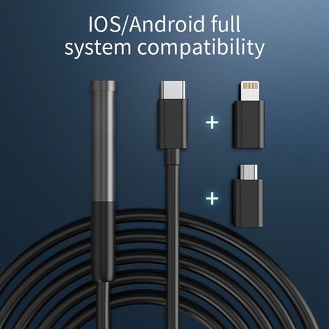 Caméra d'inspection endoscopique 8mm 2MP, sans fil, fidélité de Type C, Endoscope avec lumière LED pour téléphone (1/5)