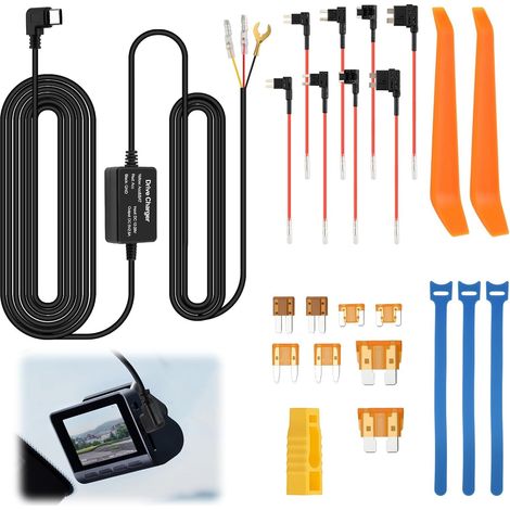 Dash Cam Hardwire Kit USB-C 3,2 M, Kit Câblage Dashcam pour Voiture 12V/24V, Câble Step-Down avec Protection Basse Tension pour Alimentation Continue, Surveillance Stationnement et Enregistrement Rout (1/5)