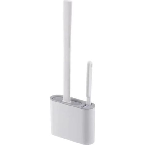 Ensemble brosse WC en silicone avec base - Manche antidérapant - Support mural (1/5)