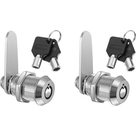 Due serrature a cilindro tubolare da 20 mm con filettatura, per porte, cassetti, armadi e cassette postali, chiavi incluse. (1/5)
