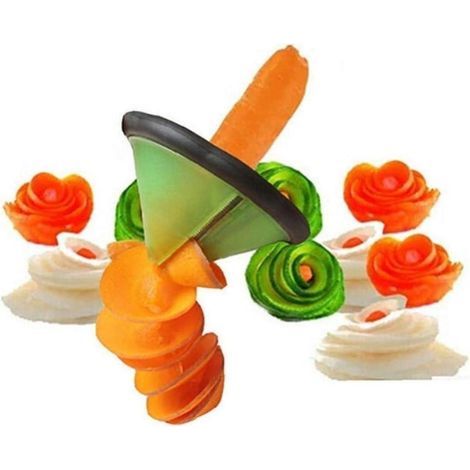 (verde) Frutas y verduras Zanahoria Pepino Cortador en espiral Herramientas de cocina para cortar Rodillo de verduras Rallador (1/4)