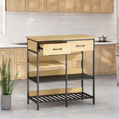 Buffet coloris natural bois en bois 90 x 40 x 91 cm (1/5)