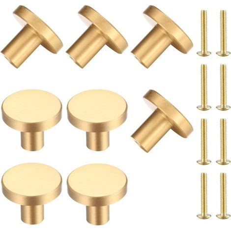 8 Schubladengriffe, goldene Möbelknöpfe, runde Schrankknöpfe, vergoldete Messing-Schubladengriffe (1/4)