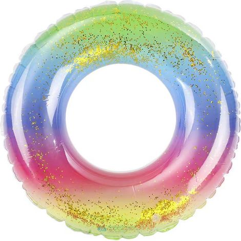 Bouée gonflable transparente, bouée à paillettes bleues en forme d'étoile, idéale pour les enfants et les fêtes à la piscine en été. (1/3)