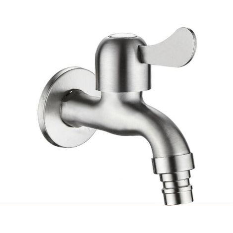 Robinet de machine à laver en acier inoxydable 304 épais, robinet de piscine à serpillière allongée (robinet imitation alliage brossé 304 [4 points]) (1/3)
