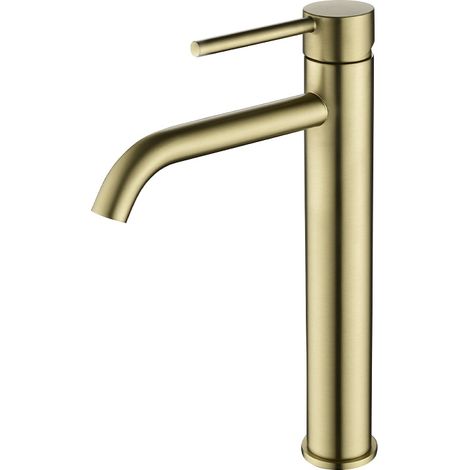 Robinet de lavabo haut de gamme en laiton doré, mitigeur de comptoir avec bec en céramique pour lavabo de salle de bain (1/5)