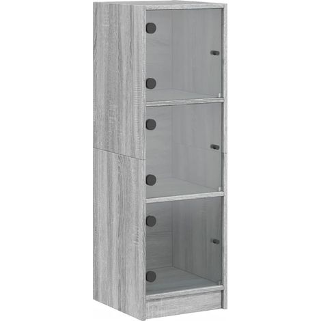 Aparador buffet cómoda mueble almacenaje organizador cocina salón salón con puertas de cristal Sonoma 35 x 37 x 109 cm gris 020030124