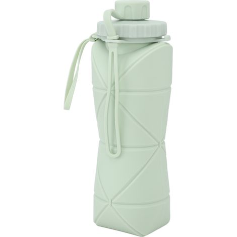Zusammenfaltbare Silikonflaschen mit Deckel, auslaufsicher, weich und flexibel, ideal für Fitnessstudio, Wandern und Sport, grün, 600 ml (1/5)