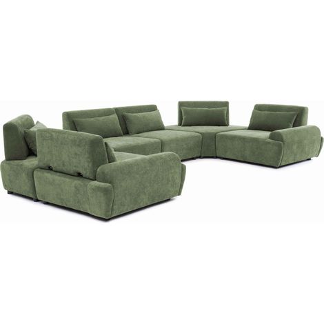 Canapé d'angle modulable 6 places dossier ajustable 462 cm vert - Callisto (1/5)