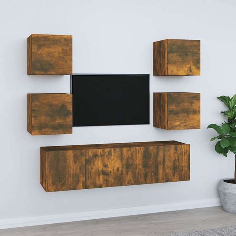 Ensemble de meubles TV 6 pcs pour Salon - Banc TV Chêne fumé Bois d'ingénierie BV984761 - BonneVie (1/5)